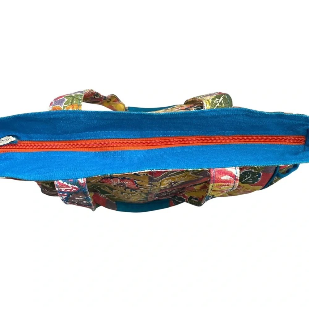 Boho Canvas Floral Tote Beach Bag - Multicolor - Picture 4 of 10